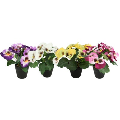 Laden Sie das Bild in Galerie -Viewer, Kunstplant in pot viool 21 cm 4 assorti | 12 stuks