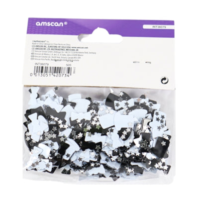 Cargue la imagen en el visor de la galería, Amscan confetti hoeden en strikjes metallic zwart wit 14 g | 48 stuks