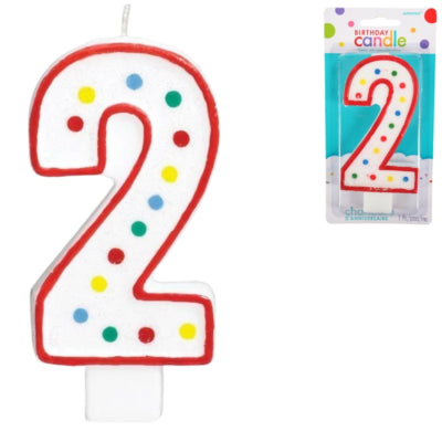 Load image into Gallery viewer, Amscan taartkaars cijfer 2 wit 13 cm | 24 stuks