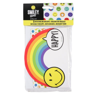 Afbeelding laden in galerijviewer, Amscan uitnodigingskaarten met envelop smiley 16 cm 8 stuks | 36 stuks