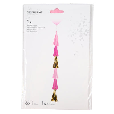 Load image into Gallery viewer, Amscan ballonslinger franje roze 70 cm | 10 stuks