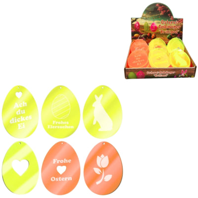 Load image into Gallery viewer, Hanger pasen ei met spreuk neon 7,5 cm 6 assorti | 72 stuks
