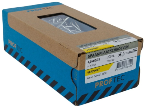Load image into Gallery viewer, Proftec spaanplaatschroef vz pk +snijpunt torx tx20 (+bit) 4.0x60 36 | 200 stuks - 5206.01.26001