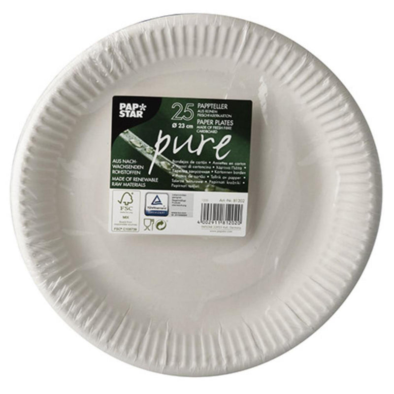 Afbeelding laden in galerijviewer, Papstar 25 wegwerp (disposable) kartonen borden wit 23cm