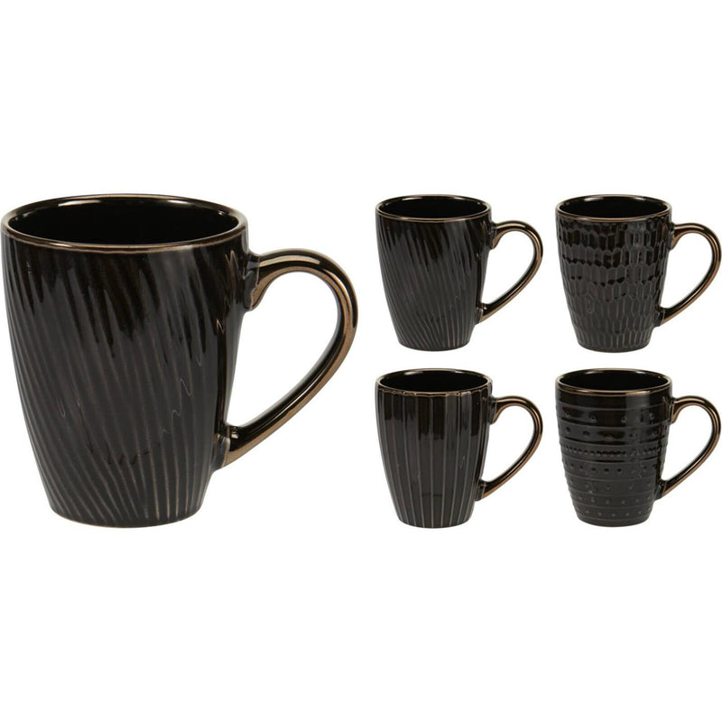 Chargez l'image dans la visionneuse de la galerie, Excellent houseware beker aardewerk 370ml zwart doos a 8 stuks