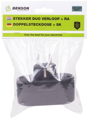Load image into Gallery viewer, Enzo randaarde stekkeradapter 2-voudig horizontaal zwart - 6175912