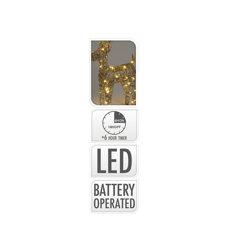 Laden Sie das Bild in Galerie -Viewer, Rendier led goud 40 leds 37cm