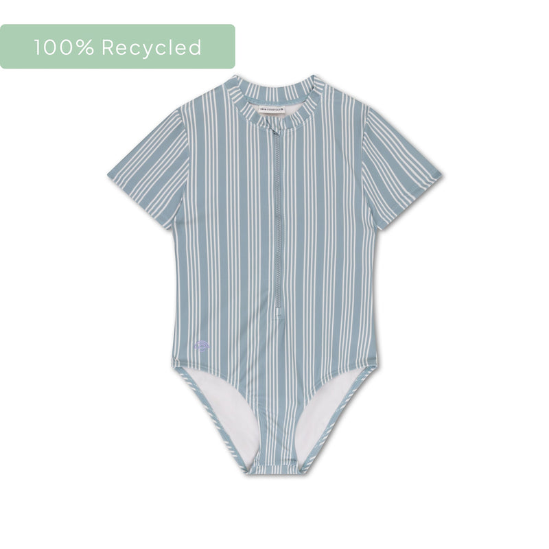 Laden Sie das Bild in Galerie -Viewer, Resort stripe | groen gestreept meisjes uv badpak met korte mouwen