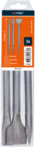 Chargez l'image dans la visionneuse de la galerie, Rotec opti-line | sds-plus beitelset | 3-dlg (punt plat spade) - 214.9000