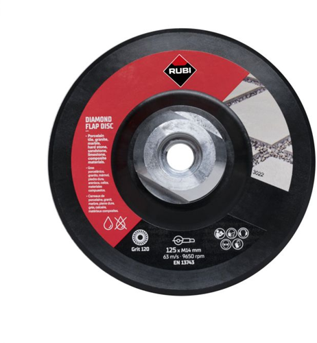 Afbeelding laden in galerijviewer, Rubi flap disc 100 120 med. korrel | 125mm | m14 - 32938
