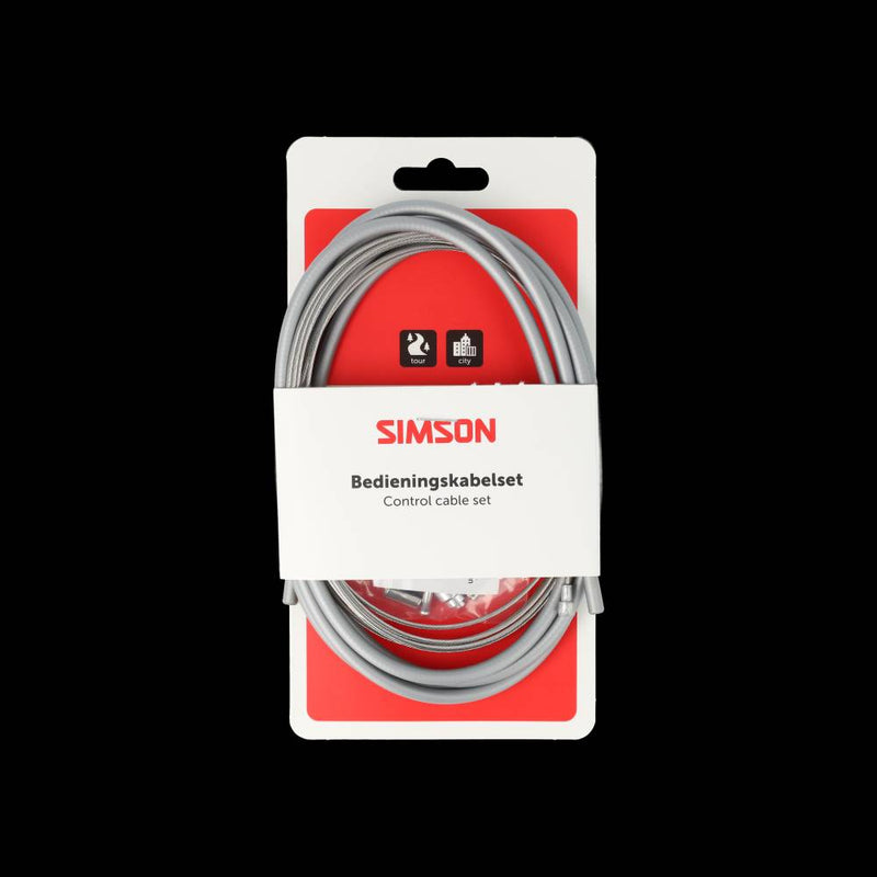 Afbeelding laden in galerijviewer, Simson remkabelset compleet universeel grijs rvs