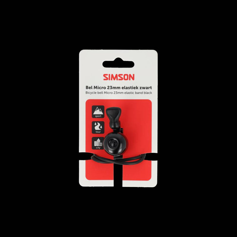 Afbeelding laden in galerijviewer, Simson fietsbel micro 23mm rubber elastiek bevestiging zwart