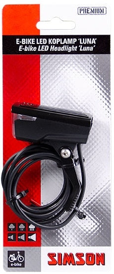 Load image into Gallery viewer, koplamp Luna e-bike led 6 cm voorvork 25 lux zwart
