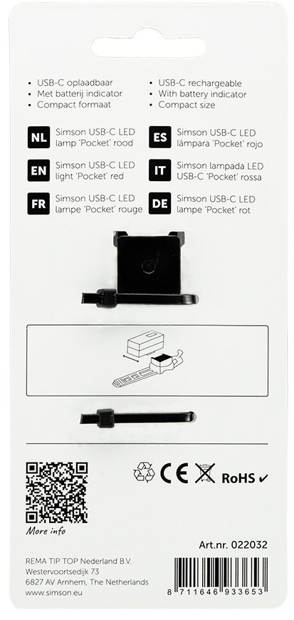 Load image into Gallery viewer, Simson usb-c led lamp 'pocket' rood