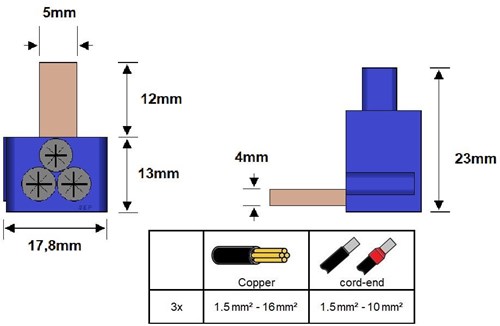 Cargue la imagen en el visor de la galería, Enzo sep voedingsklem ft3 3x16mm blauw sep - 4000462