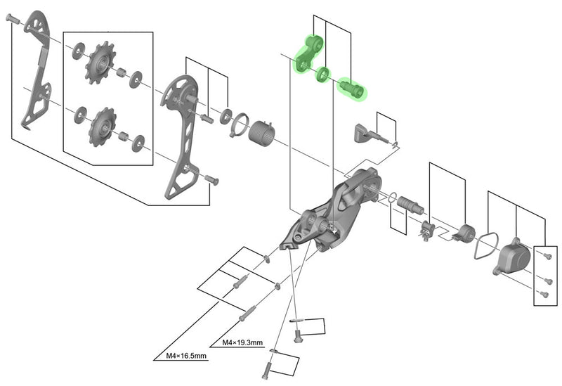 Cargue la imagen en el visor de la galería, Shimano axle unit for rd-m7000-11 rear derailleur bracket