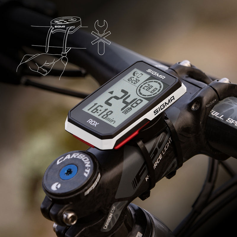 Load image into Gallery viewer, Sigma rox 2.0 gps zw wit standaard stuurhouder + usb-c oplaadkabel