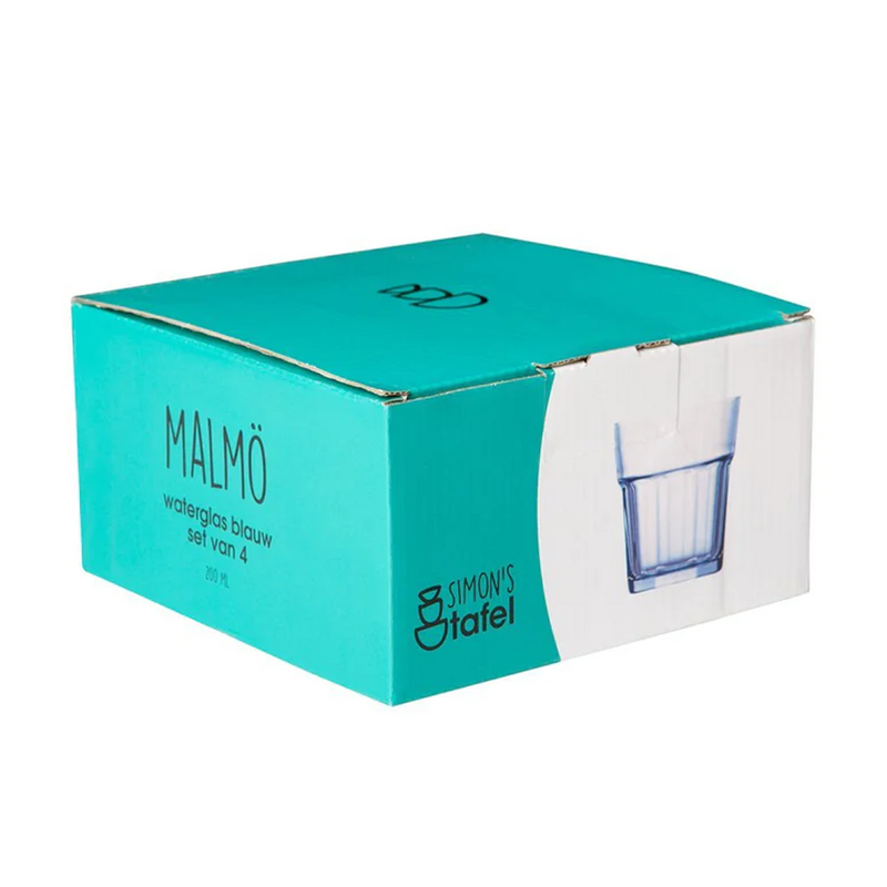 Laden Sie das Bild in Galerie -Viewer, Simon's tafel waterglas malmö blauw 200ml 4 stuks