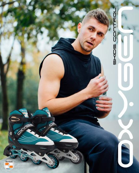 Load image into Gallery viewer, Skids control - Oxygen inline skates semi-softboot verstelbaar petrol maat 42-45