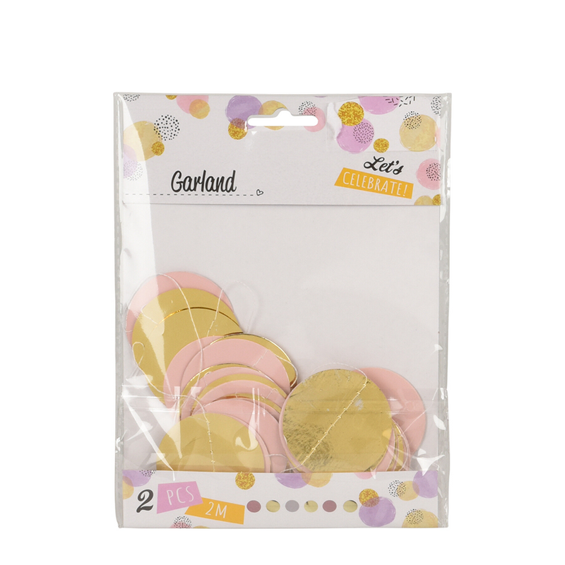 Cargue la imagen en el visor de la galería, Slinger confetti roze wit goud 200cm 2 stuks