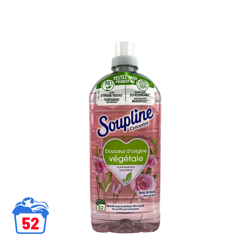 Cargue la imagen en el visor de la galería, Soupline wasverzachter plantaardige zachtheid noten van roos 1300ml