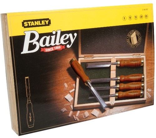 Laden Sie das Bild in Galerie -Viewer, Stanley handgereedschap houtbeitelset bailey 5-delig houten kist - 2-16-217
