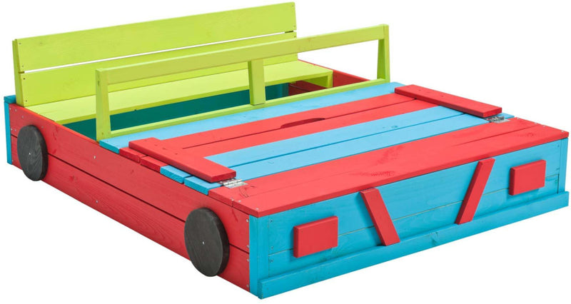 Load image into Gallery viewer, SwingKing Zandbak Auto 120 x 100 x 20 cm hout blauw groen rood