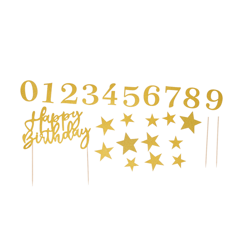 Chargez l'image dans la visionneuse de la galerie, Taartdecoratie set goud glitter happy birthday 42-delig