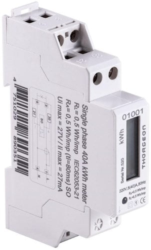 Load image into Gallery viewer, Enzo thorgeon kwh meter 1-fase digitaal 40a + puls - 4518250