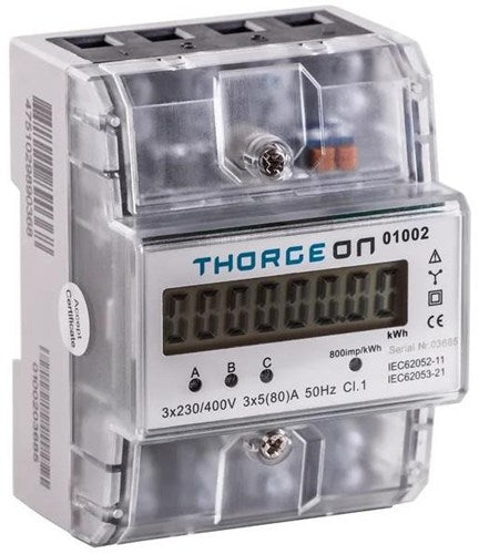 Load image into Gallery viewer, Enzo thorgeon kwh meter 3-fase digitaal transparant 80a + puls - 4518255