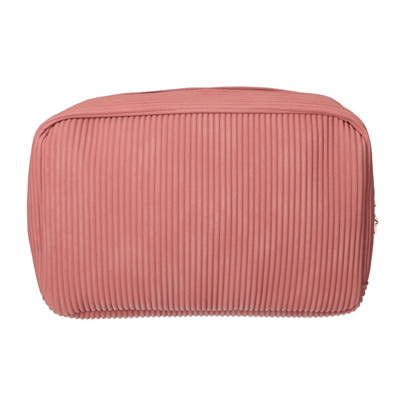 Load image into Gallery viewer, Traveller toilettas rib stof waterdicht roze 28x17cm