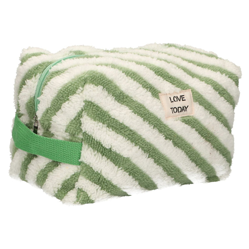 Afbeelding laden in galerijviewer, Traveller toilettas badstof stripe groen 23cm x 13cm