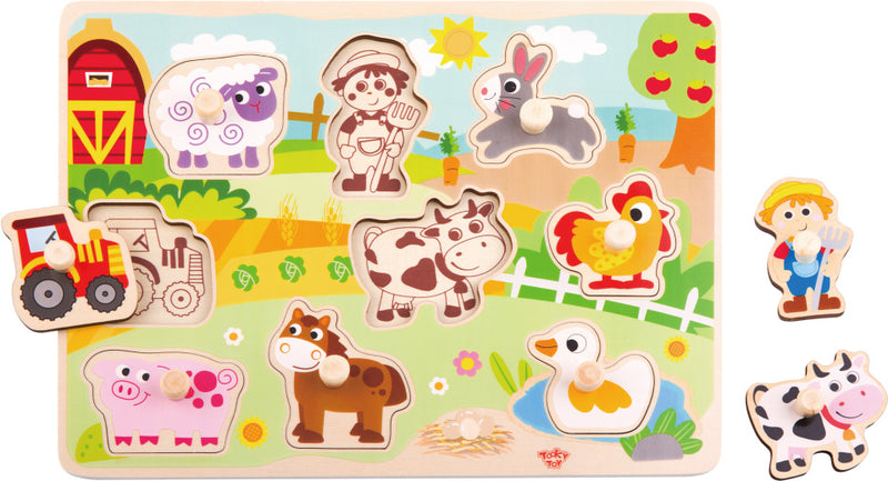 Load image into Gallery viewer, Tooky toy Educatieve Houten Vormenpuzzel Boerderij 10-delig