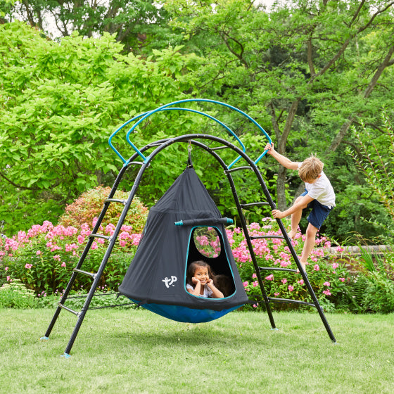 Load image into Gallery viewer, Tp toys UFO Klimrek met Nestschommel voor Buiten Zwart Blauw