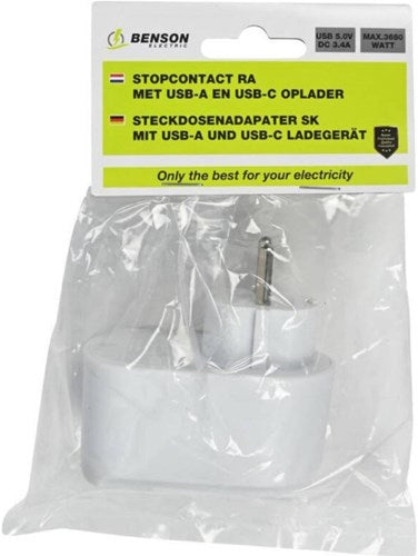 Laden Sie das Bild in Galerie -Viewer, Enzo usb + usb-c lader wit met randaarde adapter 17w - 9540141