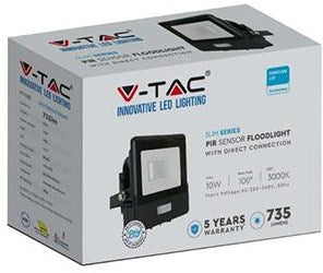 Load image into Gallery viewer, V-tac led bouwlamp | 10w | 3000k | ip65 | met sensor | body zwart - 9335200