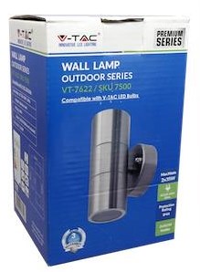 Load image into Gallery viewer, V-tac wandlamp rvs | 2xgu10 | ip44 | 16,3 cm hoog - 5086005