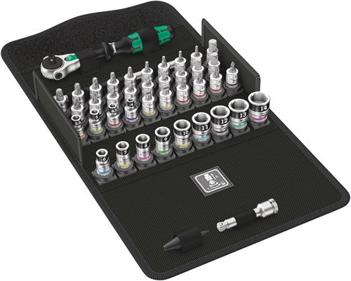 Afbeelding laden in galerijviewer, Wera 8100 sa all-in zyklop speed-ratelset, 42-delig gereedschapsset (zwart groen, 1 4 -aandrijving, met vasthoudfunctie, metrisch)