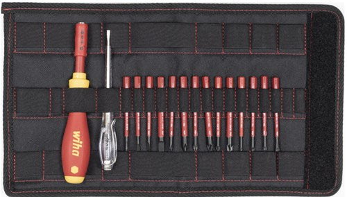 Load image into Gallery viewer, Wiha schroevendraaier met bithouder elektrische slimvario starter-set (rood geel, 17-delig, met slimbits)