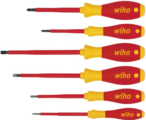 Load image into Gallery viewer, Wiha schroevendraaierset softfinish electric (rood geel, 6-delig)