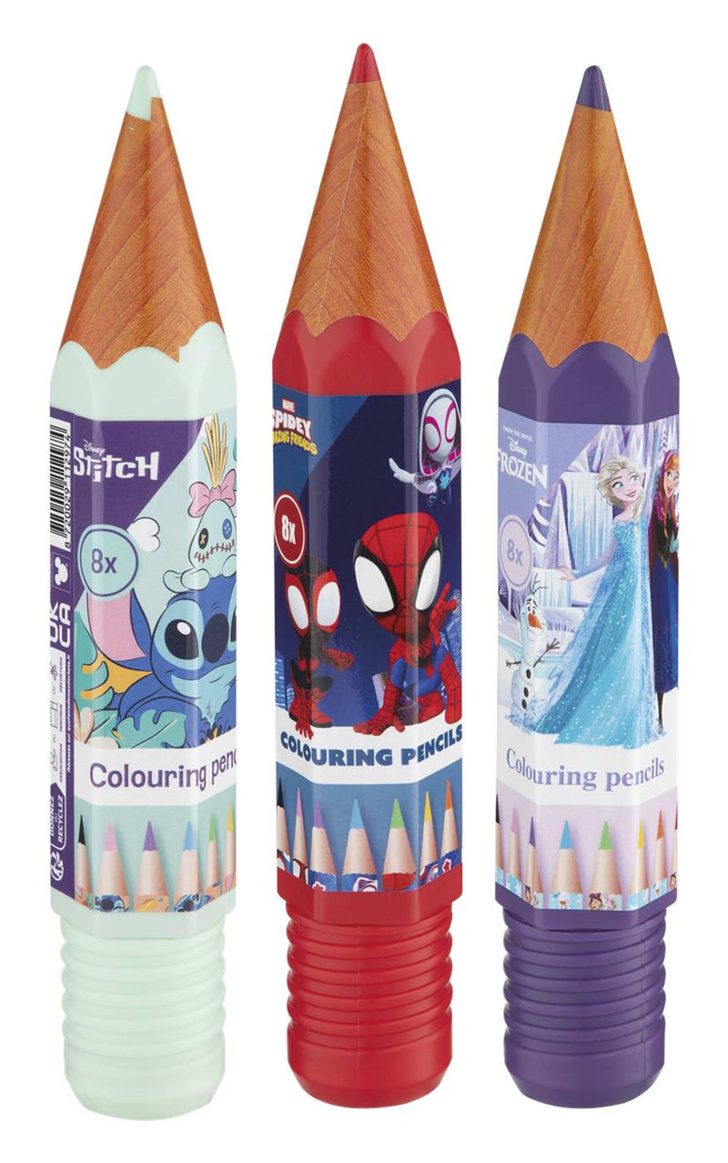 Afbeelding laden in galerijviewer, Disney spidey stitch frozen 8 kleurpotloden in potloodverpakking