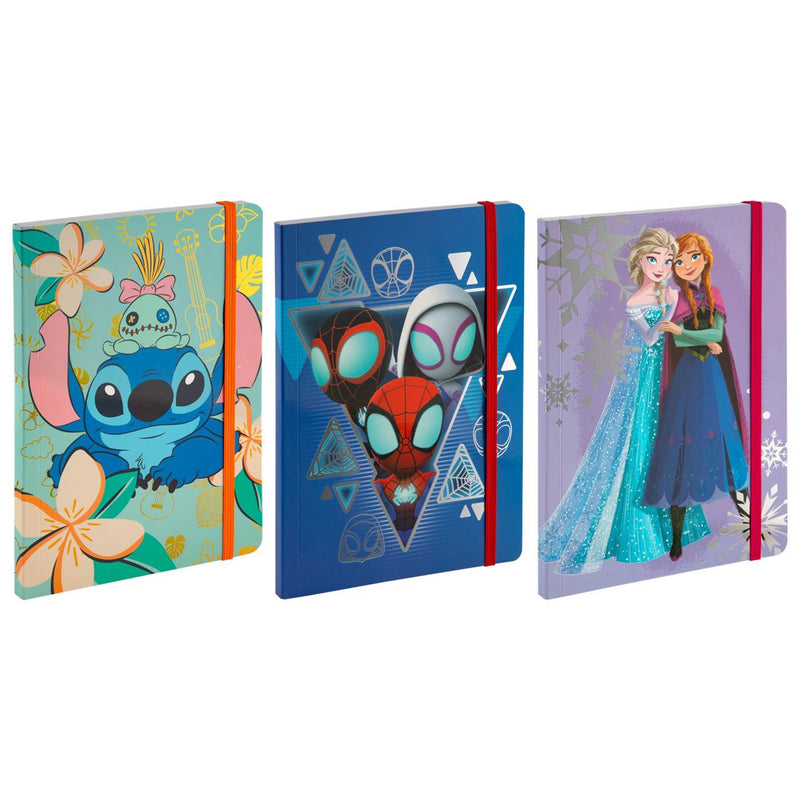 ギャラリービューアに画像をロードする, Disney spidey stitch frozen notitieboek a5 80 vel 14,5x21cm 3 assorti