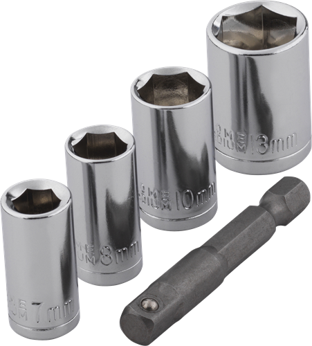 Load image into Gallery viewer, Wolfcraft dopsleutel-set | adapter | 50mm | 7 8 10 13mm | 1 set - 2413000