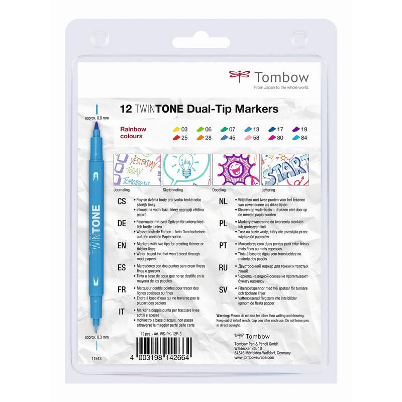 Load image into Gallery viewer, Tombow • twintone dual-tip marker set regenboog kleuren 12pcs