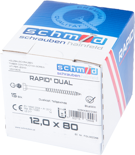 Chargez l'image dans la visionneuse de la galerie, Schmid schrauben rapid-dual tx+6k 12,0x80 15 bv - wskk8022080