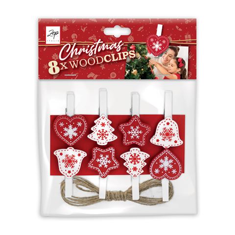 Load image into Gallery viewer, Zep Kerst Kit Wood Clips Red LK38R 8 Stuks