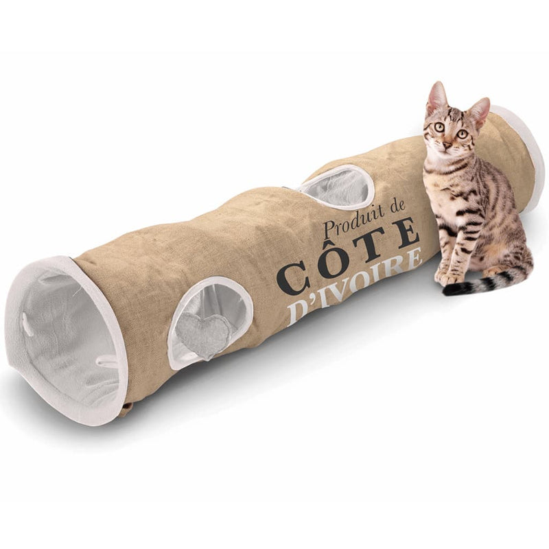 Load image into Gallery viewer, D D Kattentunnel Code d'Ivoire 25x120 cm bruin en wit 434 436448