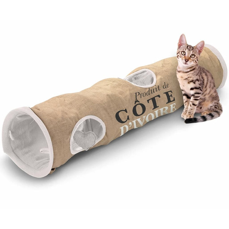 Load image into Gallery viewer, D D Kattentunnel Code d'Ivoire 25x120 cm bruin en wit 434 436448