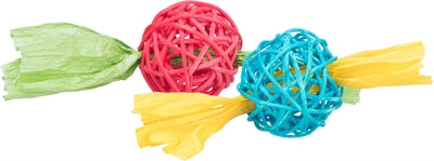 Load image into Gallery viewer, Trixie Set rotan ballen met papieren lint assorti