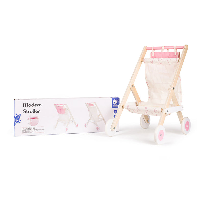 Load image into Gallery viewer, Classic World World Houten Poppenbuggy Wit Roze